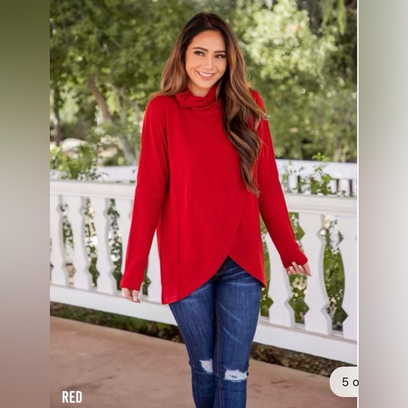 Tickled Teal Athena Cowl Neck Top-size xl - Picture 3 of 11